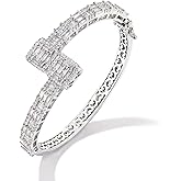 Lulu Mel Iced Out Baguette Diamond Bracelet Jewelry for Women, Hip Hop Mens 14k Gold Silver Plated Cubic Zirconia Bangle Bracelet, Men Heart Cuff Bracelet With Jewelry Box