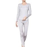 METWAY Women's Silk Long Johns V-Neck Pure Silk Thermal Underwear Sets for Winter Base Layer