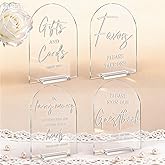 Clear 4PCS Acrylic Wedding Signs for Ceremony and Reception Guest Book Gifts and Cards Favors Please Take One Sign In Loving Memory 5x7 Inch Arch Table Sign with Stands