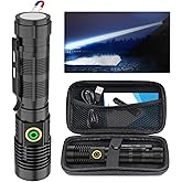 Spriak Rechargeable Flashlight High Lumens, High Lumens Super Bright Magnetic Flash Light, Long-Range Zoomable LED Flashlights for Emergency, Searching, Waterproof Flashlight Dimmable