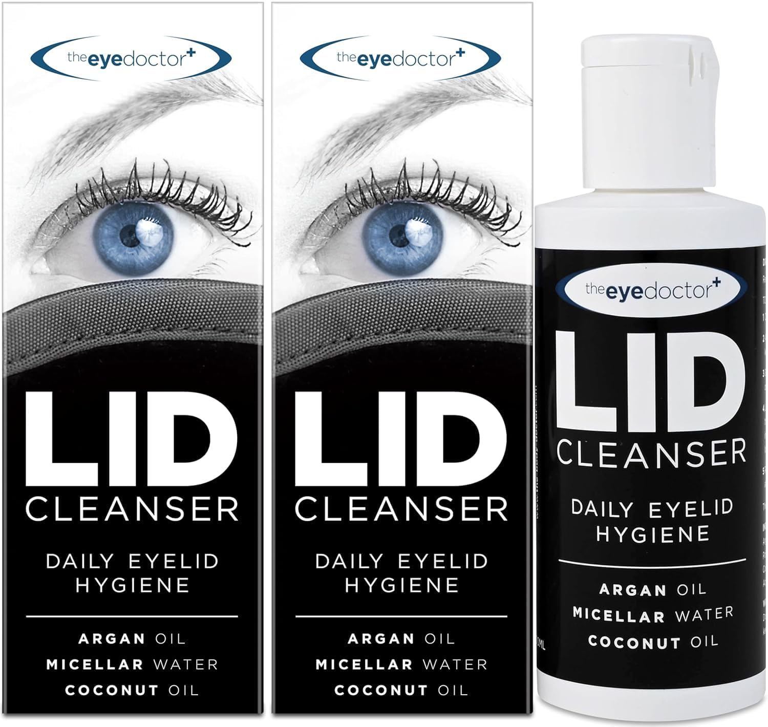 The Eye Doctor Lid Cleanser Twin Pack – Eyelid Cleanser to remove debris and make up from eyelids – Suitable for sensitive eyes – Contains Argan Oil Coconut Oil and Micellar Water 2x 100ml