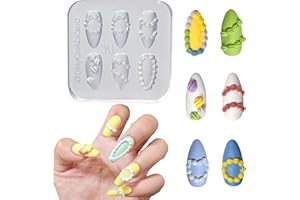 MLLNFUE 3D Silicone Nail Molds with 6 Patterns Cream Chain Embossing Pattern Design Reusable Manicure Template for DIY Resin Gel Nails Nail Decoration for Women