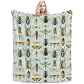 Qycazzw Vintage Insect Blanket 50"x60", Vintage Bug and Beetle Throw Blankets, Gifts for Women Girls Kids, Soft Lightweight Fleece for Sofa Room Couch Bed Travel Modern Decor