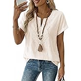 EVALESS Womens Tops Summer Trendy Dressy Casual Boho V Neck Short Sleeve Shirts Work Business Cute Loose Blouses