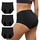 INNERSY Lightweight Period Underwear for Women Silky Seamless High Waisted Panties 3-Pack