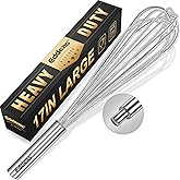 Eddeas 17in Large Whisk,Heavy Duty whisk, Stainless Steel whisk Suitable for Mixing Thick batter, Dry Ingredients and Seasonings.Accessories for professional commercial kitchens.