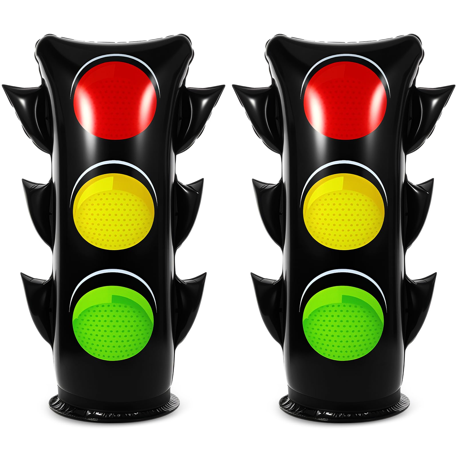Photo 1 of JellyArch 24 Inch Inflatable PVC Traffic Light Balloons Racing Car Birthday Party Decorations Traffic Signal Stoplight Balloons for Vehicle Birthday Party Supplies
