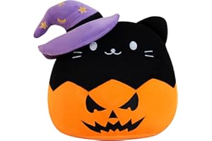 Gudisi Halloween Black Cat Plush Pumpkin Pillow Halloween Decoration and Gift for Kids, Girls & Boys