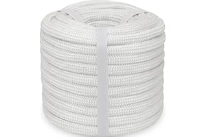 BONSINY White Braided Polyester Rope 1/2 inch x 50 feet Heavy Duty Rope - Strong Outdoor Rope for Tree Work Swing Pulling Sailing Camping