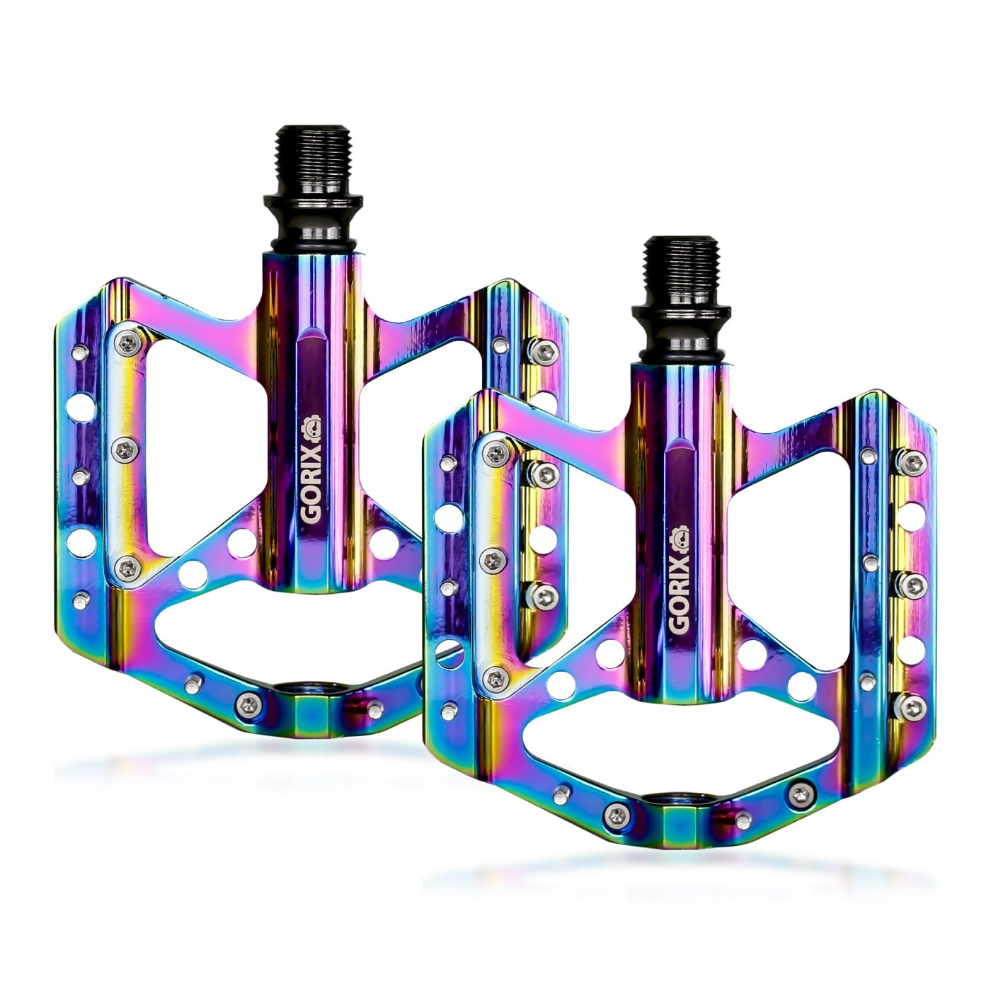 GORIX Bike Flat Pedals Oil Slick Wide Lightweight with Non-Slip Spike Pin Road Mountain MTB Bicycle(GX-FY251)