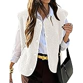KIRUNDO Women's Fall Winter Fleece Vest 2025 Trendy Sleeveless Sherpa Jacket Button Down Open Front Fuzzy Warm Outerwear