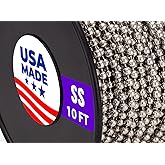 10 Foot Length Ball Chain, Bead Size Number #10 Made in USA (Stainless Steel)