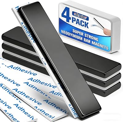 Grtard 4 Pack Neodymium Magnets 60x10x3 mm With Adhesive Strips