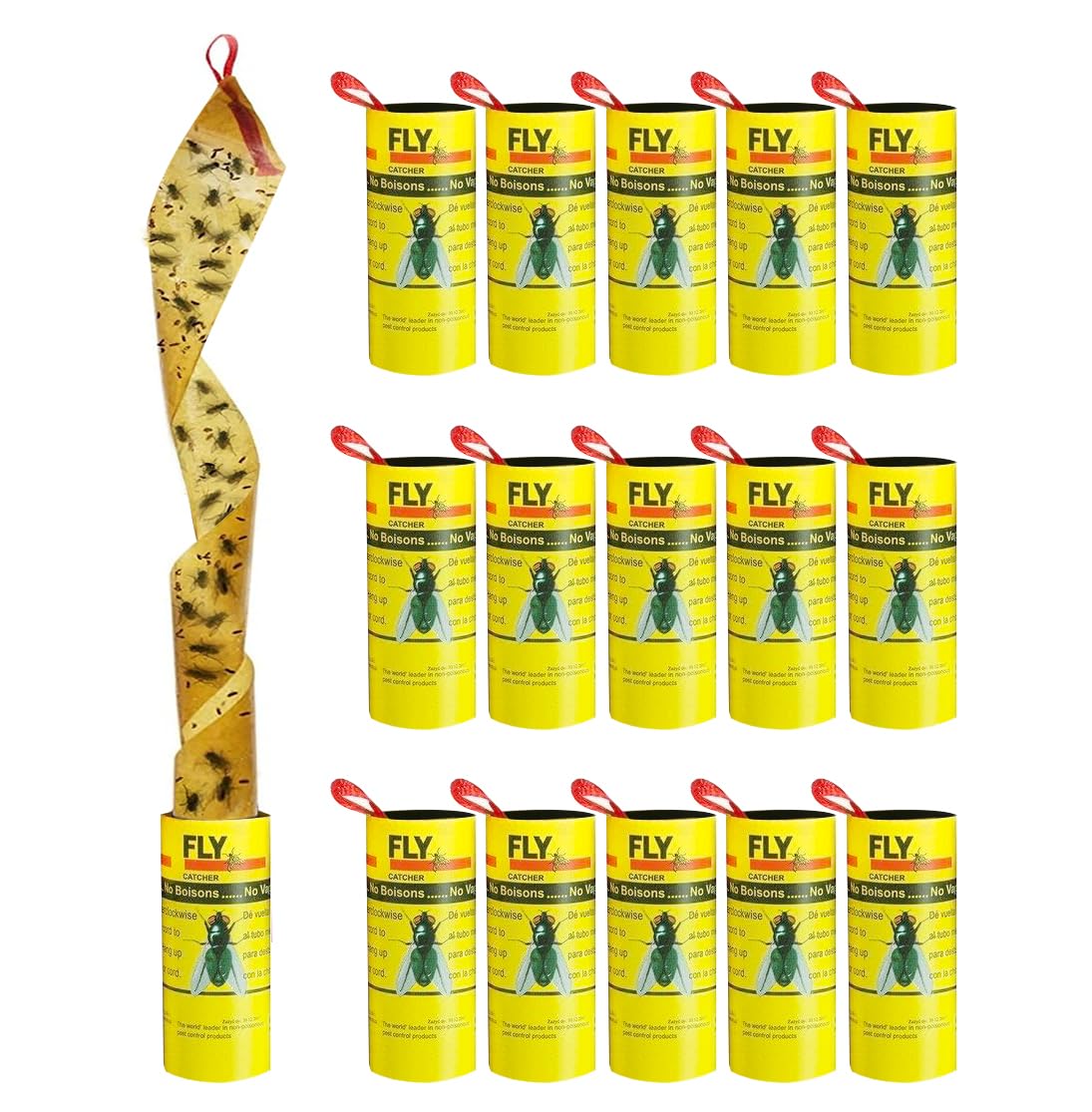 16 Pack Pesticide Free Fly Paper Strips, Sticky Fly Catchers Set Fruit Trap Insect Sticky Trap for Indoors and Outdoors Use