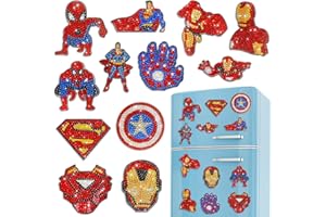 LAVIDASS Diamond Painting Fridge Magnets, 12 Pcs Gem Art Diamond Painting Kits for Kids Adults and Beginners, Arts and Crafts for Kids Ages 8-12 for Home Decor