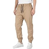 ITALYMORN Khaki Chino Joggers for Men Twill Stretch Casual Pants with Pockets