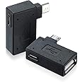 ZYF Micro USB OTG Adapter 90 Degree (Left + Right) Angled with Micro USB Charging Port for Firestick, Streaming TV Stick, PlayStaion Classic, Chromecast, Android Phone or Tablet - 2 Pack