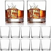 12 Pack Double Old Fashioned Whisky Glasses, 12 Fl Oz. Drinking Glasses, Lowball Cocktail Glasses, Perfect for Rocks, Scotch,