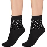 L'eggs Runway Women's Fashion Bedazzled Crew Socks| Breathable, Comfortable, Stretchy, Trendy Embellished| One Size | 2 Pack