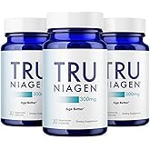 TRU NIAGEN Patented NAD Supplement for Brain Function, Anti Aging & Cell Regeneration, 300mg Niagen, 30 Servings | Supports Cellular Energy, Muscle | Nicotinamide Riboside (NR) Take 1 Daily | 3 Bottle