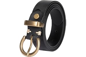 TYWestyles Womens Belt for Jeans Genuine Leather Belt Vintage Solid Brass Circle buckle Gift Box Packaging