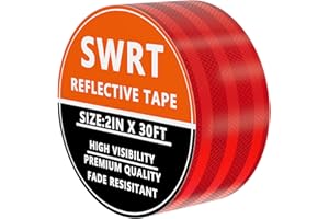 SWRT 2 Inch X 30 FT Reflective Tape Outdoor Waterproof DOT-C2 Fade Resistant Red Reflective Tape Strong Adhesive Safety Warning Tape Reflector Conspicuity Tape for Trailer Trucks Bikes