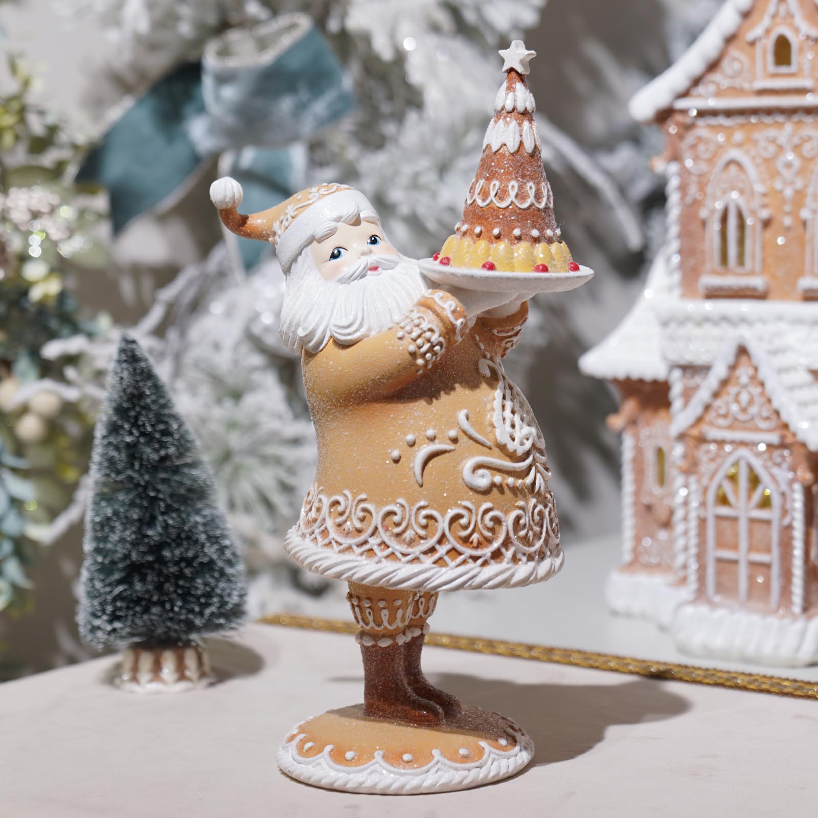Photo 1 of Braxio Gingerbread Christmas Decor Resin Gingerbread Santa Christmas Decorations Indoor Home Living Room Decor 6.5 * 4.5 * 11.25 Inch