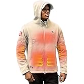 DEWBU Heated Jacket Polar Fleece with 12V Battery Pack Soft Fleece Electric Heating Hoodie for Men