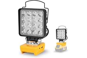 DigiGlow Cordless LED Work Light for Dewalt 18V/20V Battery - 37W 3700 Lumens, USB & Type-C Charging, Pivoting Head, Ideal for Workshop, Camping, Emergencies (Black)