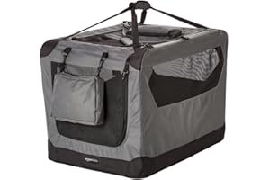 鶹 Basics Premium Folding Portable Soft Pet Dog Crate Carrier Kennel - 76.2cm x 53.3cm x 53.3cm, Grey