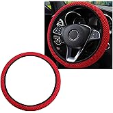 Yourkar Elastic Steering Wheel Cover, 15"×15" Comfy Breathable Stretch Steering Wheel Protector, Ice-Silk Cloth Polyester Steering Wheel Cover for Men Women, Car Accessories (Red)