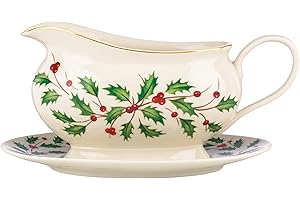 Lenox 843318 Holiday Gravy Boat and Stand, Christmas Hosting