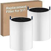 APRIL-FLOWER Blue Pure 511 Replacement Filter, Compatible with Blueair Blue Pure 511 Air Puri-Fier, 3-in-1 True HEPA & Activated Carbon Filters, 2 Pack