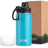 koodee Water Bottle for Kids-16 oz Stainless Steel Vacuum Insulated Sports Water Bottle for Black to School, Reuasble Metal Wide Mouth Water Flask for Girls Boys- BPA Free (Sky Blue)