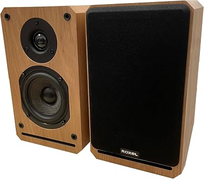 Roxel RBS 300 Passive Bookshelf Speaker Oak Wood 4in Carbon Fibre Woofer 1in