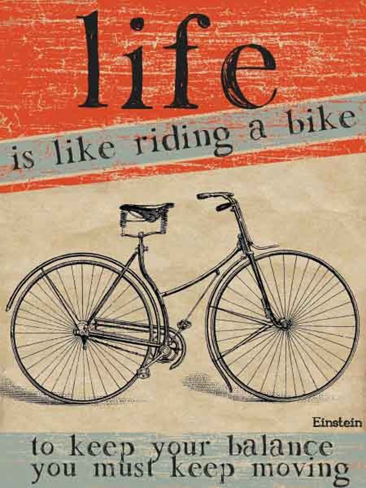 Retro Humour Life Is Like Riding A Bicycle Metal Sign Humor Fun Design 15 x 20 cm