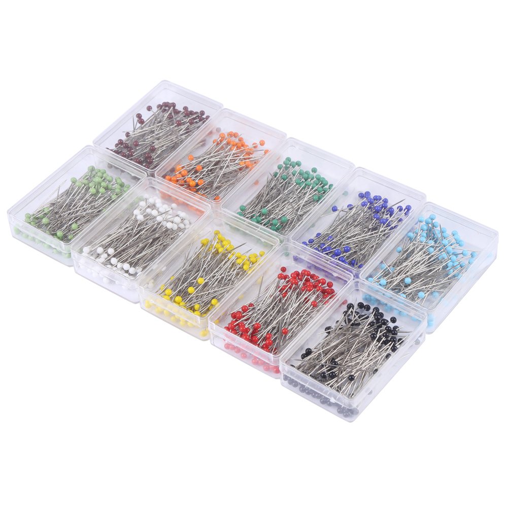 HEEPDD Sewing Pins 800pcs, Multicolor Glass Ball Head Straight Pins, 30mm, 10 Colors, for Dressmaking Jewelry Components Flower Decoration