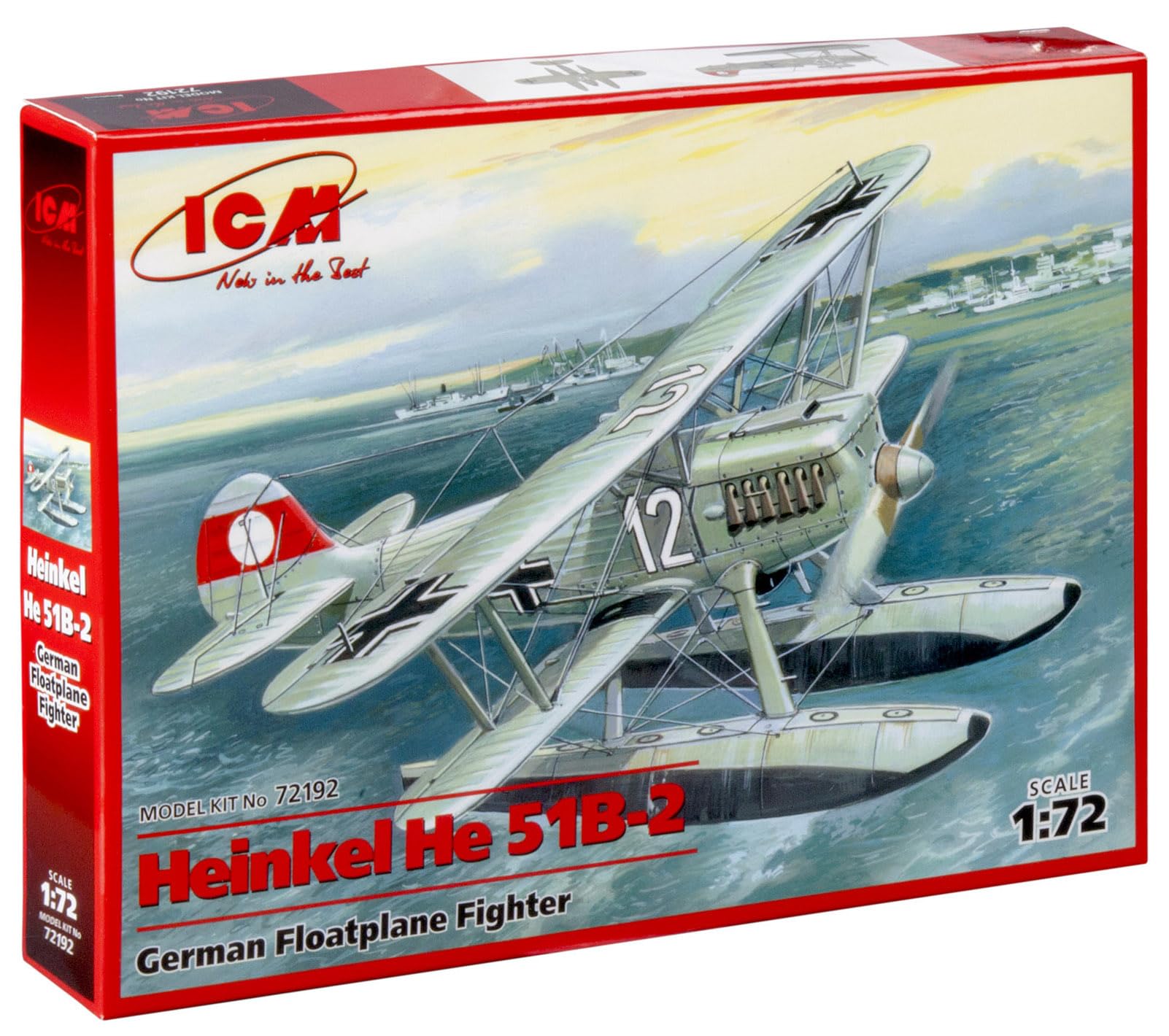ICM ICM72192 1:72-Heinkel He 51B-2, German Floatplane Fighter, Black