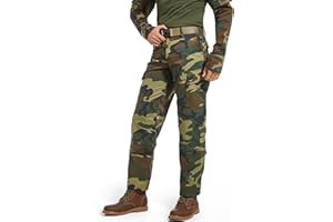 TWCHAS Men’s Tactical Pants, 8 Pockets, Double-Layered Knees, CVC Twill Combat Cargo Pants for Work Hiking Performance