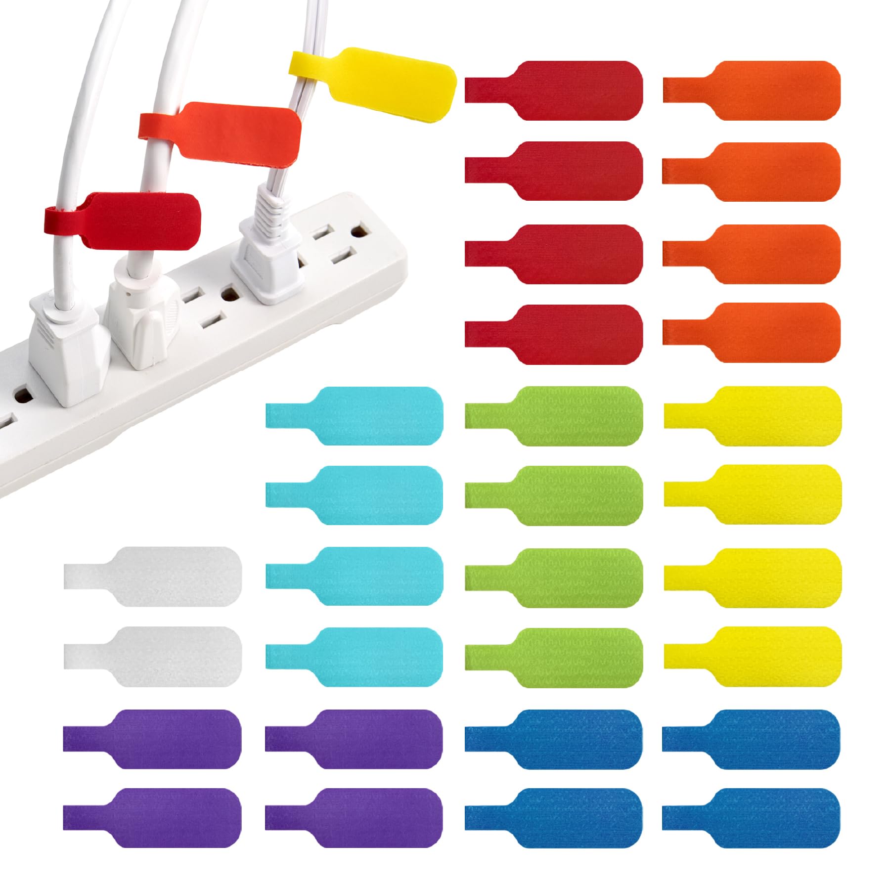 Wrap-It Storage - Cable Labels, Medium, Multi-Color (30-Pack) Write On Cord Tags for Wire Management and Identification