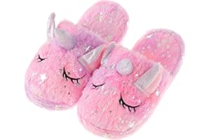 WAFUNNE Kids Unicorn Slippers for Boys Girls Fluffy House Slippers Indoor