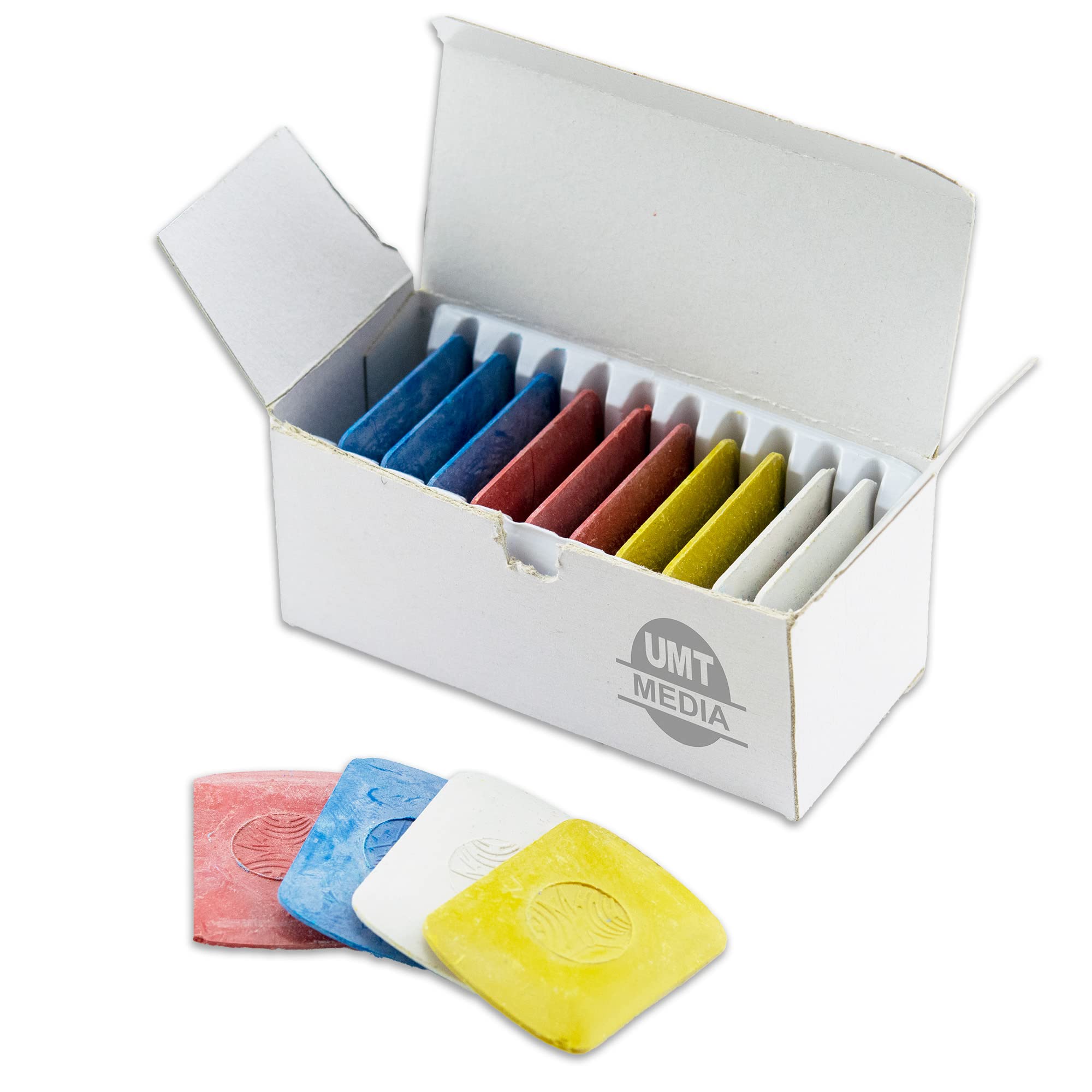 UMTMedia 10 X Rectangle Tailors Chalk for Sewing, Dressmakers Chalk, Sewing Chalk for Marking Fabric, Taylors Chalk Pencil, Red Blue Yellow White