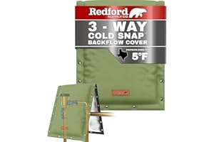 Redford Supply Co. Cold Snap (5°F) Backflow Preventer Insulation Cover, 3-Way Custom, 24"W x 36"H, Pipe Insulation, Water Sprinkler Covers for Outside, Sprinkler Backflow Cover for Winter (Green)
