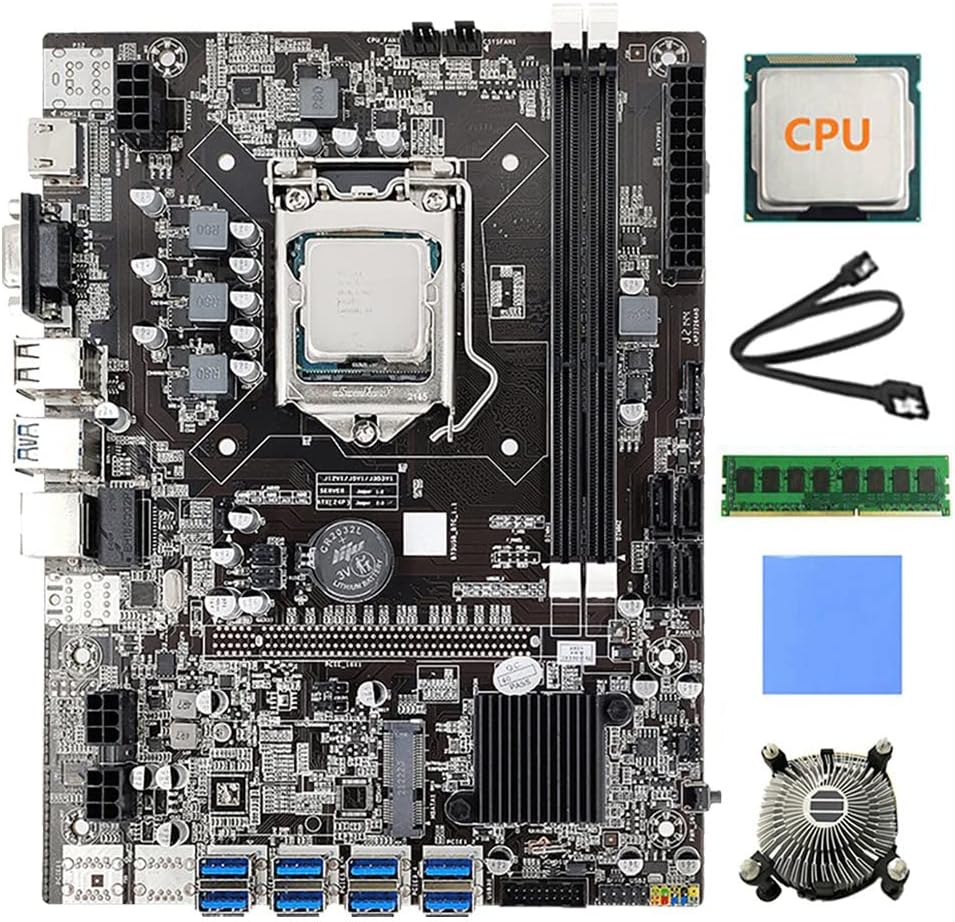 Lodokdre B75 8 Card GPU Mining Motherboard CPU Fan RAM DDR3 USB3.0 LGA1155