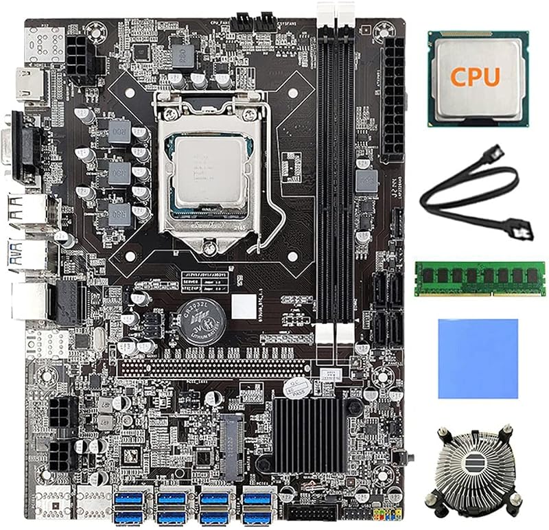 Lodokdre B75 8 Card GPU Mining Motherboard CPU Fan RAM DDR3 USB3.0 LGA1155