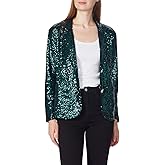 Anna-Kaci Women's Evening Sparkle Sequins Open Front Long Sleeve Blazer Jacket