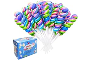 EORA Rainbow Twisty & Swirl Lollipops 32pk, Mermaid Lollipops Candy Individually Wrapped Bulk, Mermaid Party Supplies - Unicorn Candy Twist Lollipops Suckers, Unicorn Birthday Party Favors Blueberry Flavor