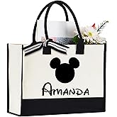 Personalized Mouse Head Bag, Canvas Tote Bag, Family Trip Personalized Tote Bag, Amusement Park Bag, Tote Bags for Women