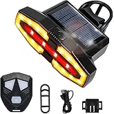 DIBMS Bike Tail Light Solar Powered USB Rechargeable with Turn Signals | Wireless Remote Control Waterproof Ultra Bright Safety Bicycle Rear Light for Adults Men Women Road Mountain Night Riding