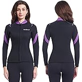 INTBOSS Wetsuit Top Men,2mm Mens Wetsuit Top 3mm Long Sleeve Wetsuit Jacket Men Front Zip Warm Wets Suit Jackets for Men Stretch Mens Wetsuit Top